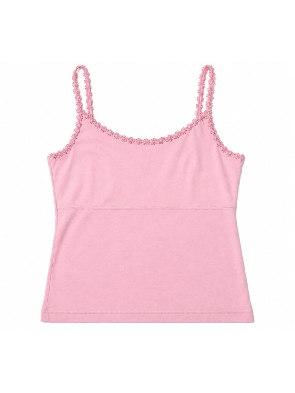 Vintage Y2K The Limited Pink Cami Top M Floral Trim Cotton Spaghetti Strap